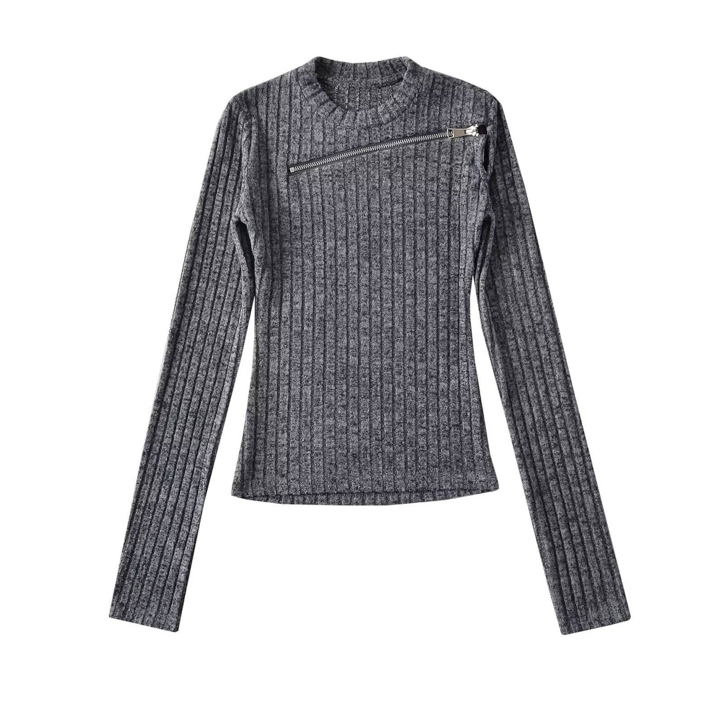 CUT-OUT TOP WITH A DIAGONAL ZIPPER ON THE CHEST