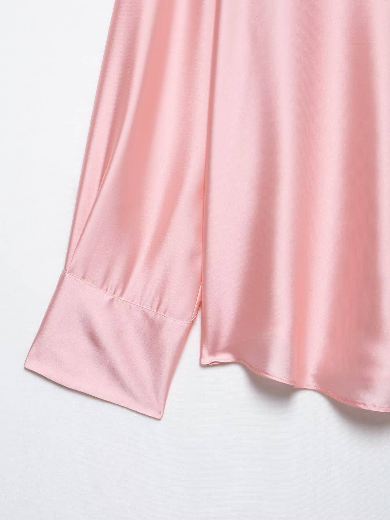 Casual flower-printed silk satin texture shirt