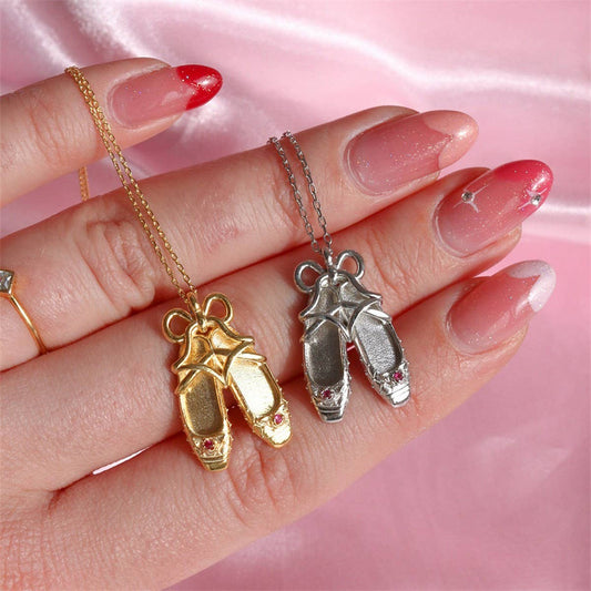 NEW CREATIVE BALLET SHOES PENDANT NECKLACE