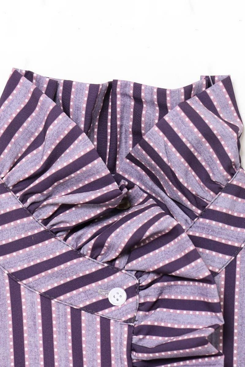 CWTBLL3817_STREET FASHION RUFFLED PLAID LONG SLEEVE SHIRT