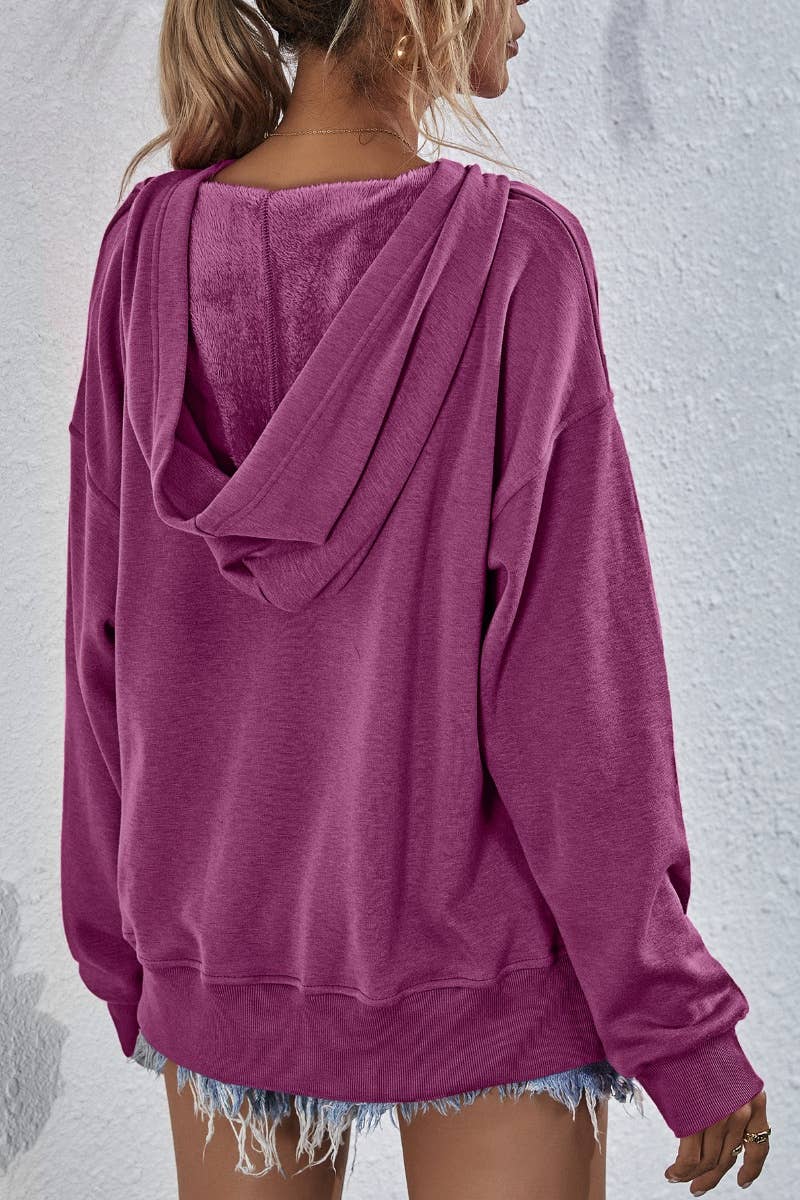 CWTBLL2619_WINTER CASUAL FLEECE LONG-SLEEVED HOODIE