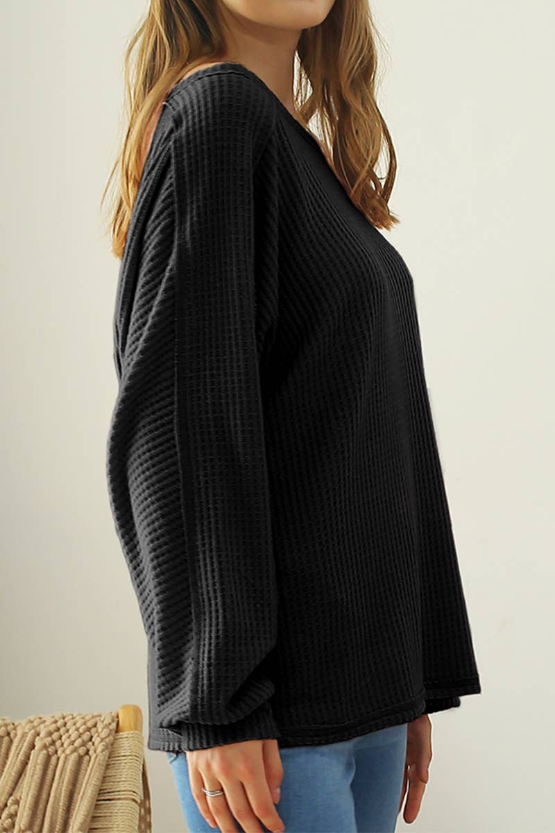 CWTTL1094_RAW DETAILED LOOSE FIT SOFT SWEATER KNIT TOP