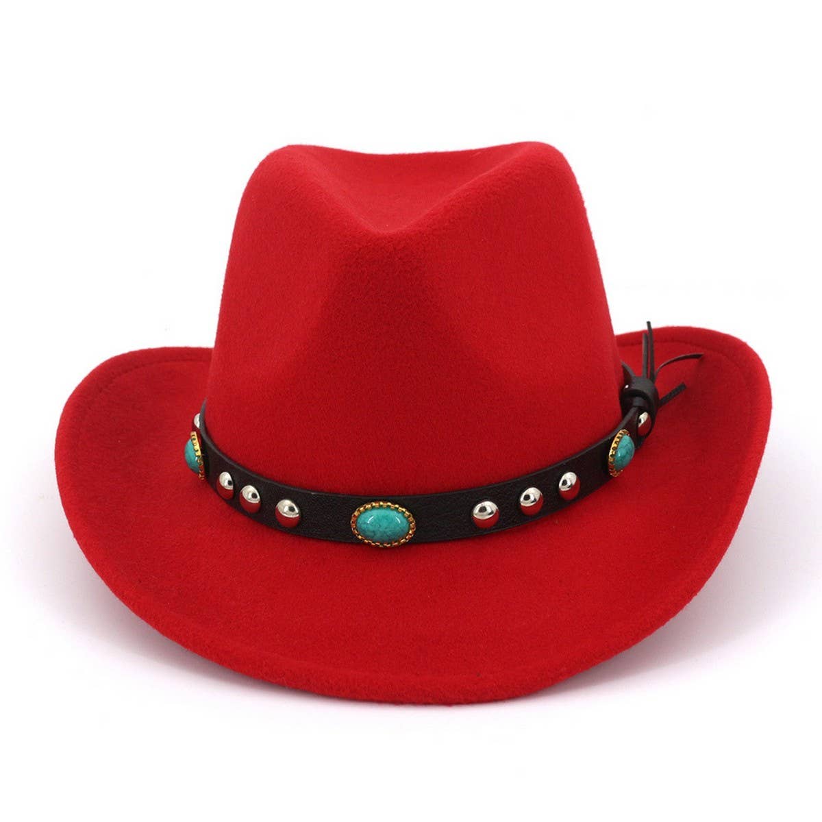 Turquoise Trim Felt Western Cowboy Hat_CWAH1775