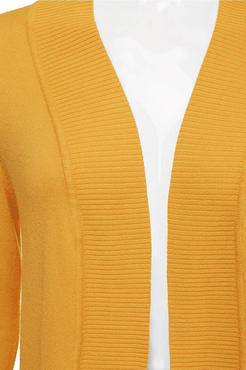 AWOCAL313_Open Front Long Sleeve Pockets Sweater Cardigan