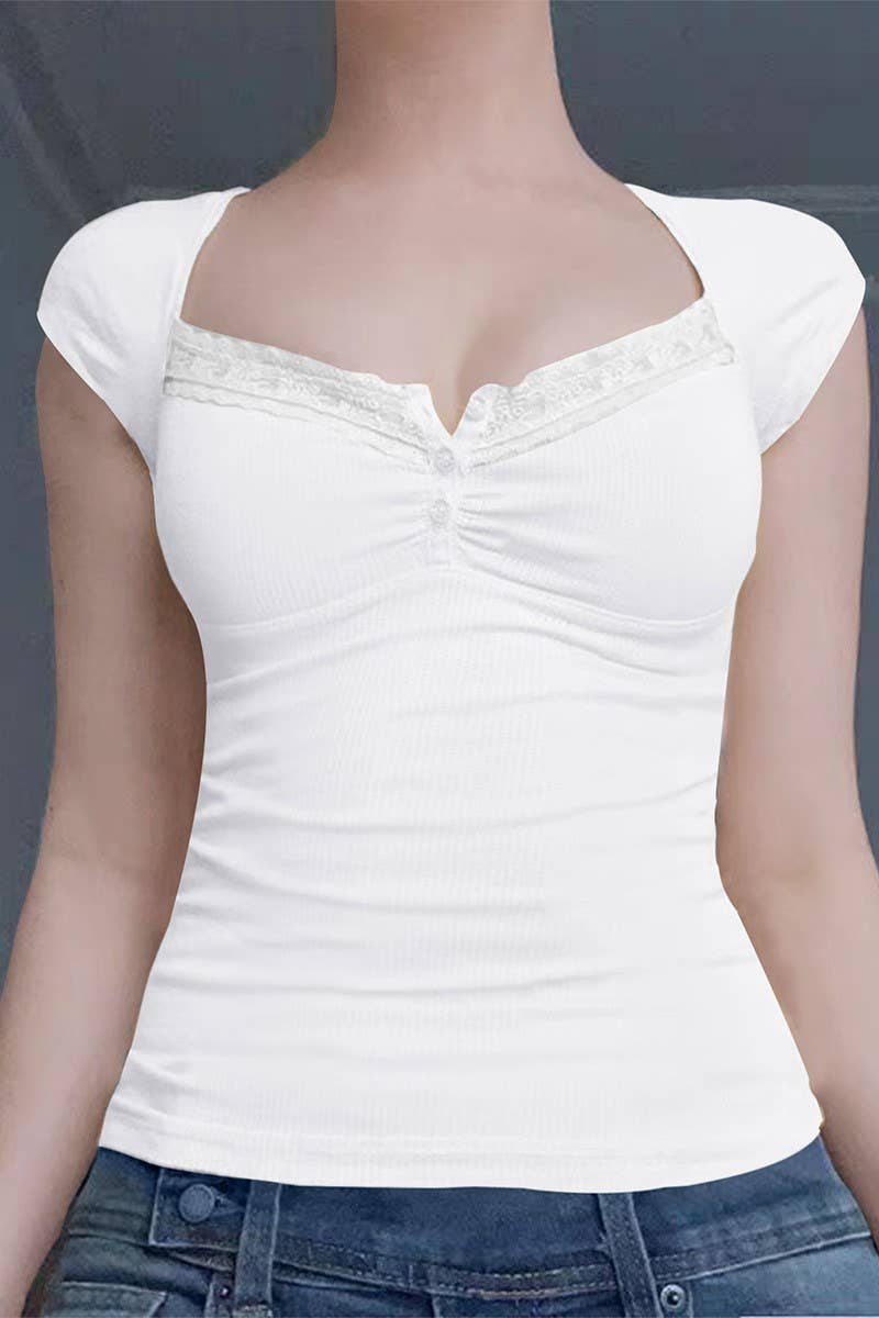CWTBLS1598_LACE PANEL SQUARE NECK KNIT SHORT SLEEVE TOP