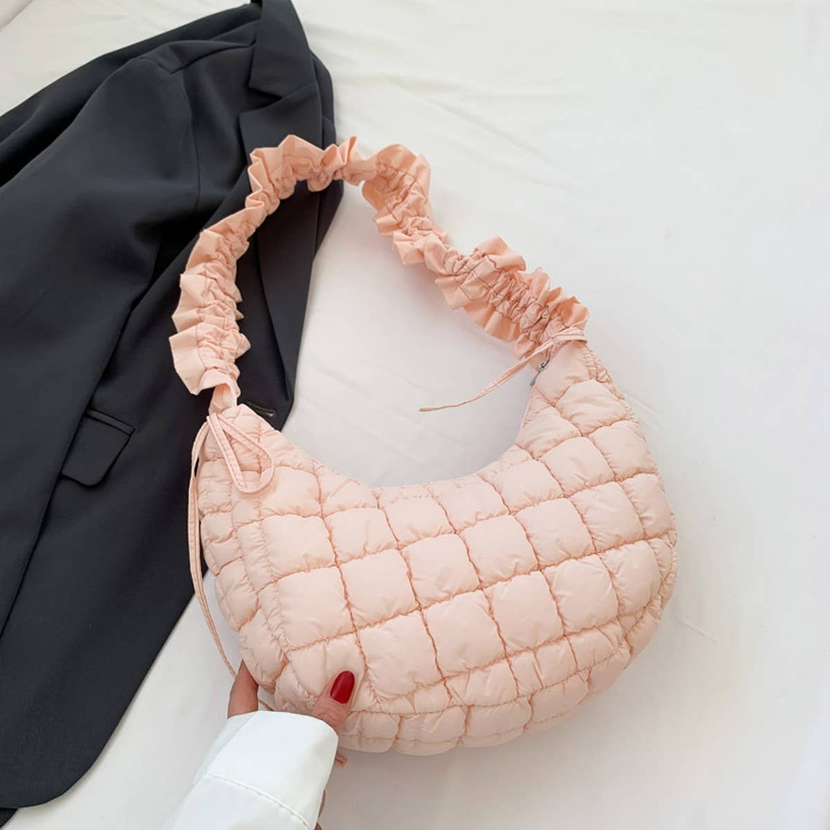 Ruffle Cloud Bag Trendy Puffy Shoulder_CUAB00523