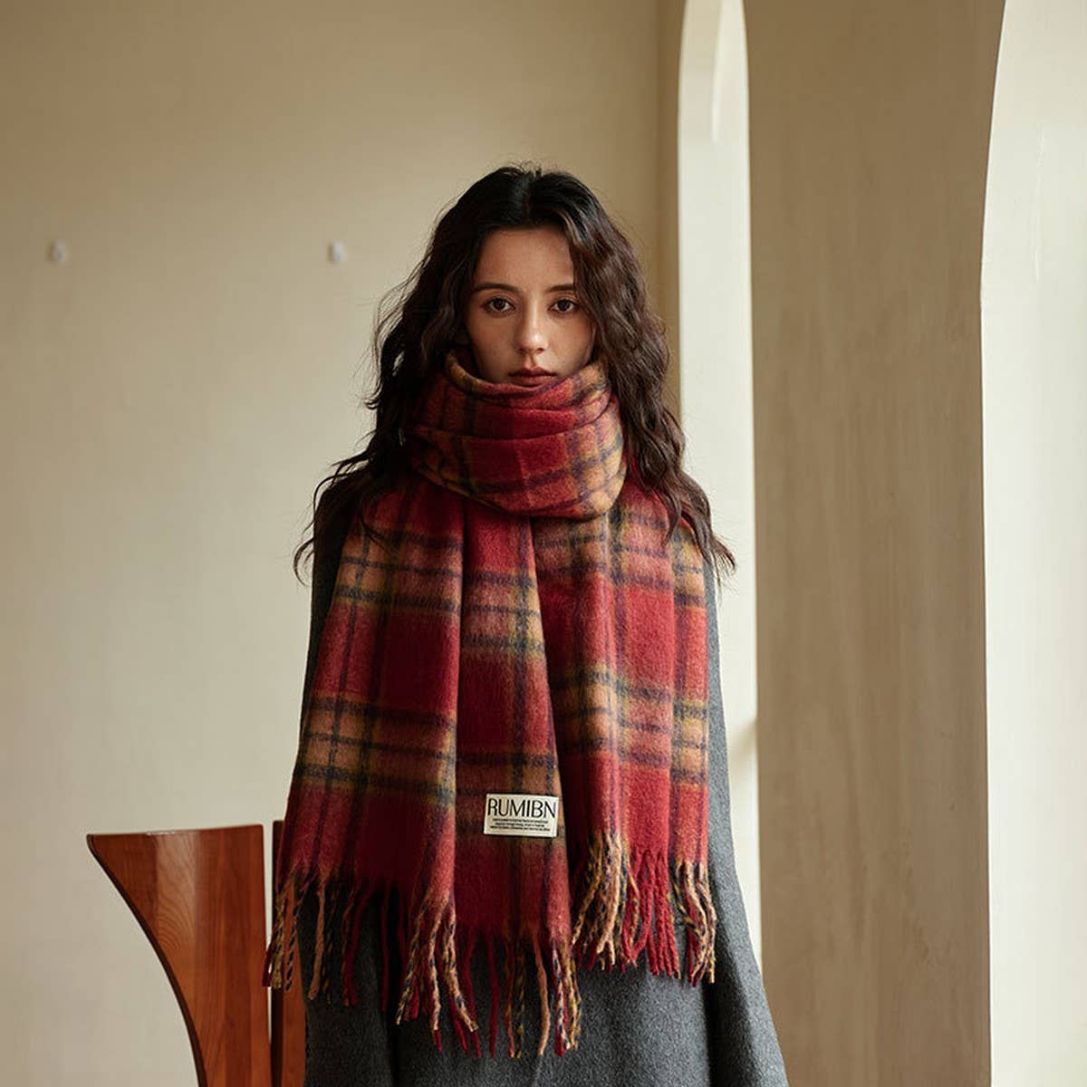 Faux Cashmere Scarf ? Thick Soft Reversible Wrap
