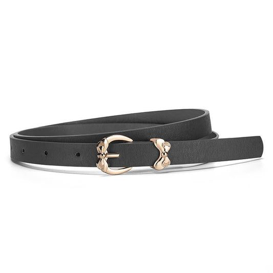 Butterfly pin buckle imitation leather belt