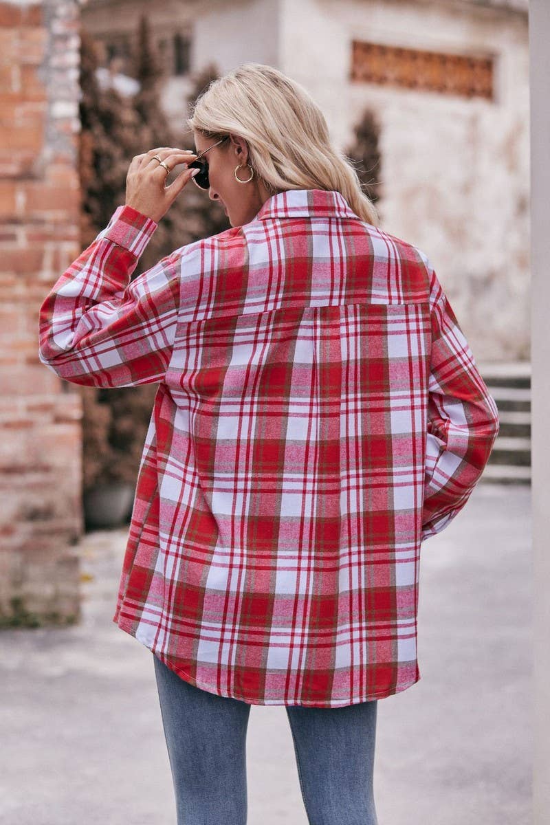 CWTSTL1691_OVERSIZE LOOSE LONG SLEEVE PLAID SHIRT