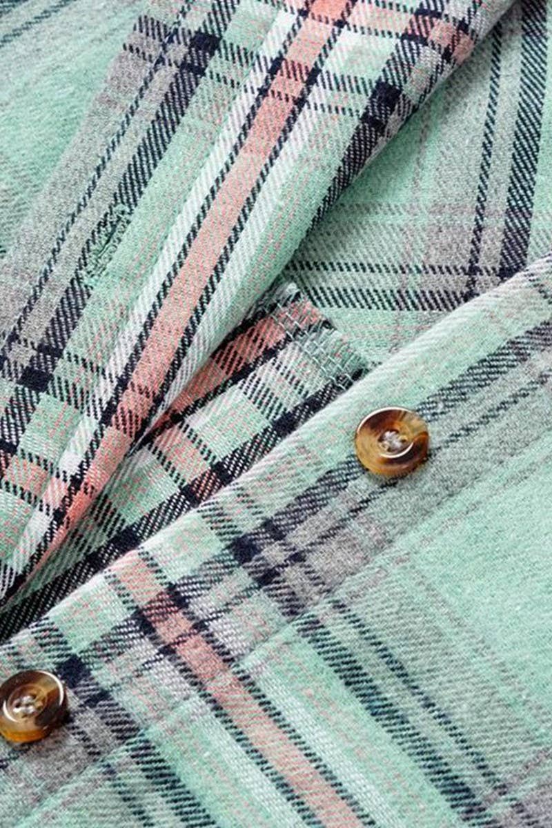 CWOCO1101_CASUAL HOODED COLORBLOCK PLAID SHIRT COAT