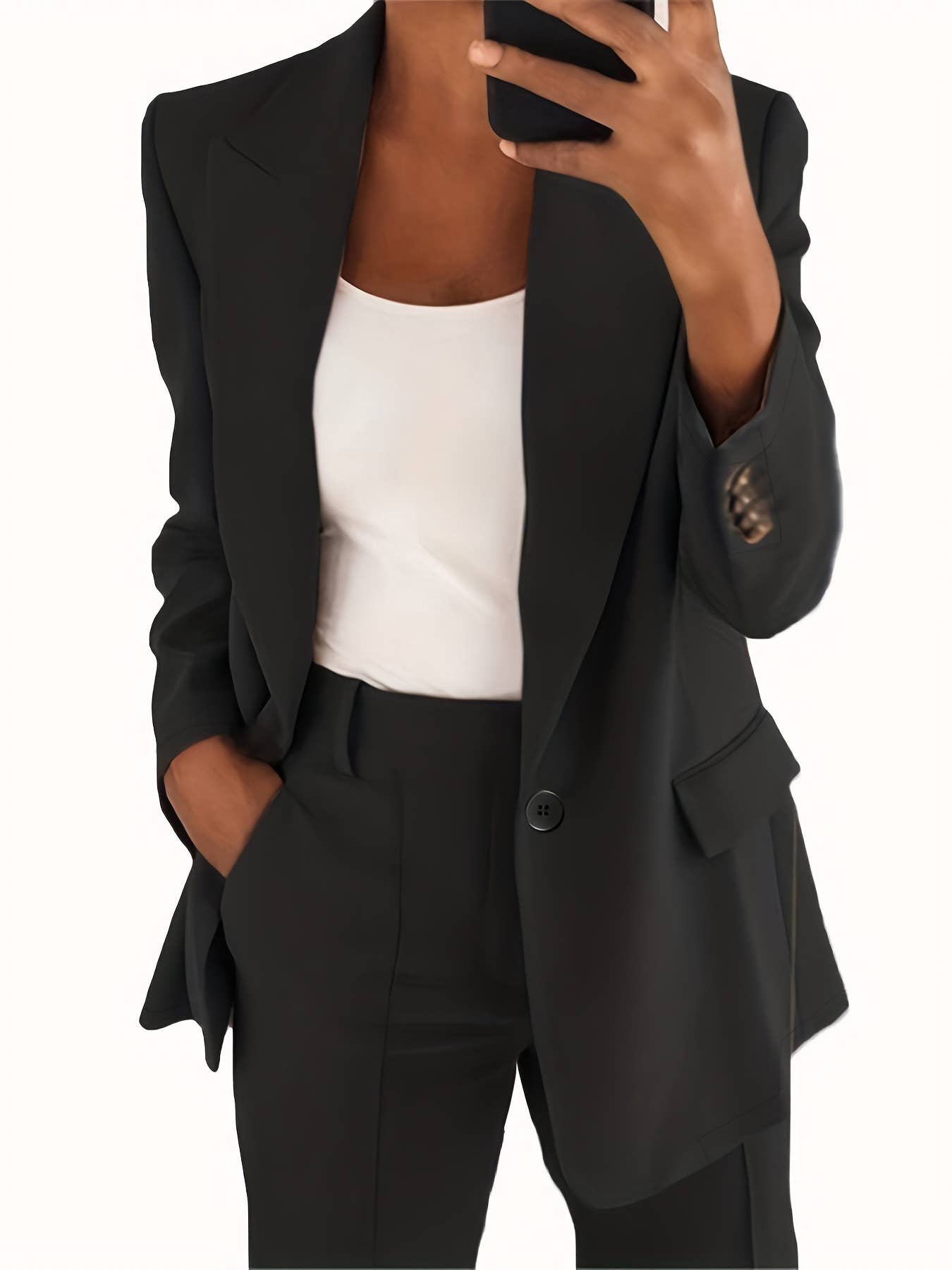 Chic Lapel Blazer and Pants Set for Women