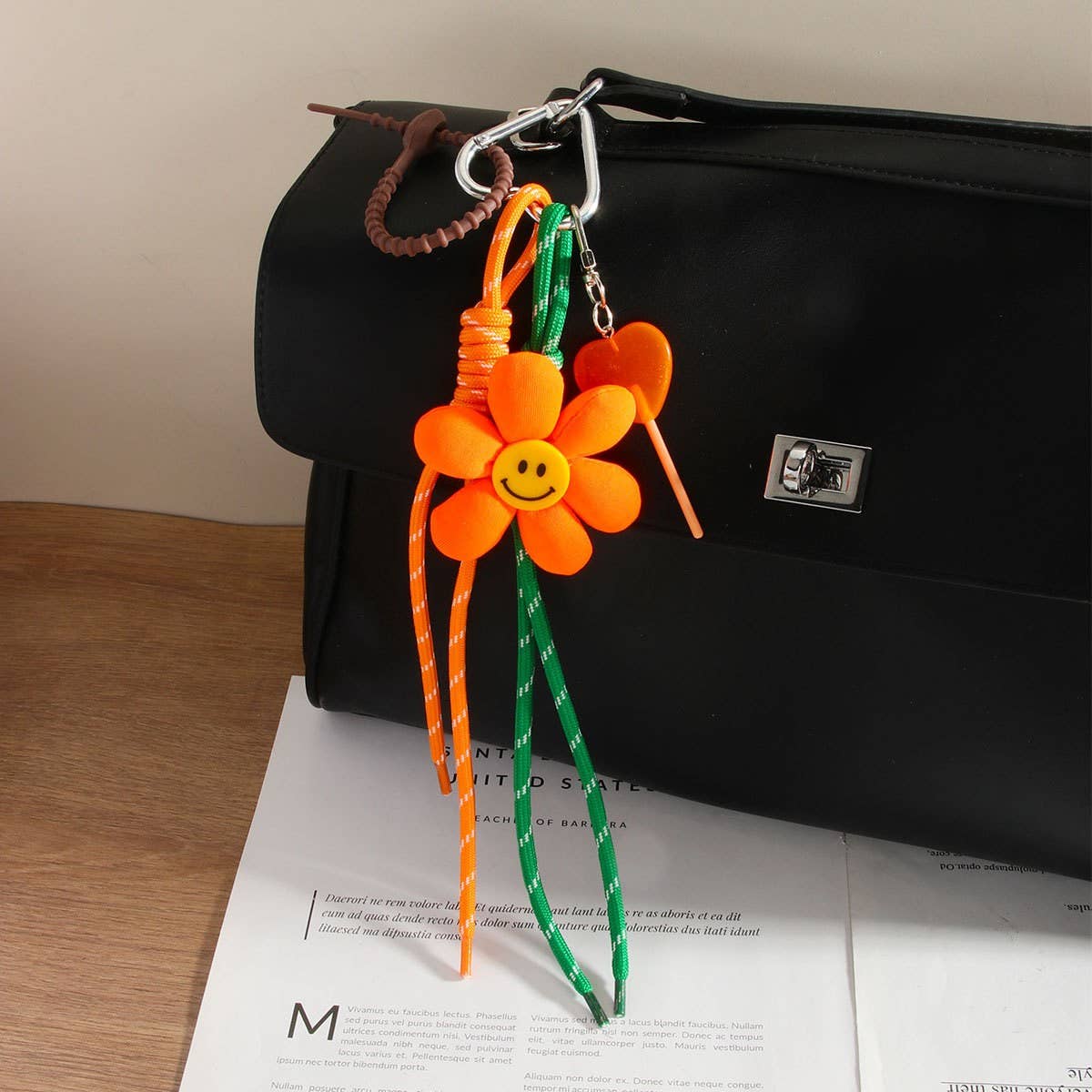 Daisy Fabric Smiley Flower Keychain Bag Charm
