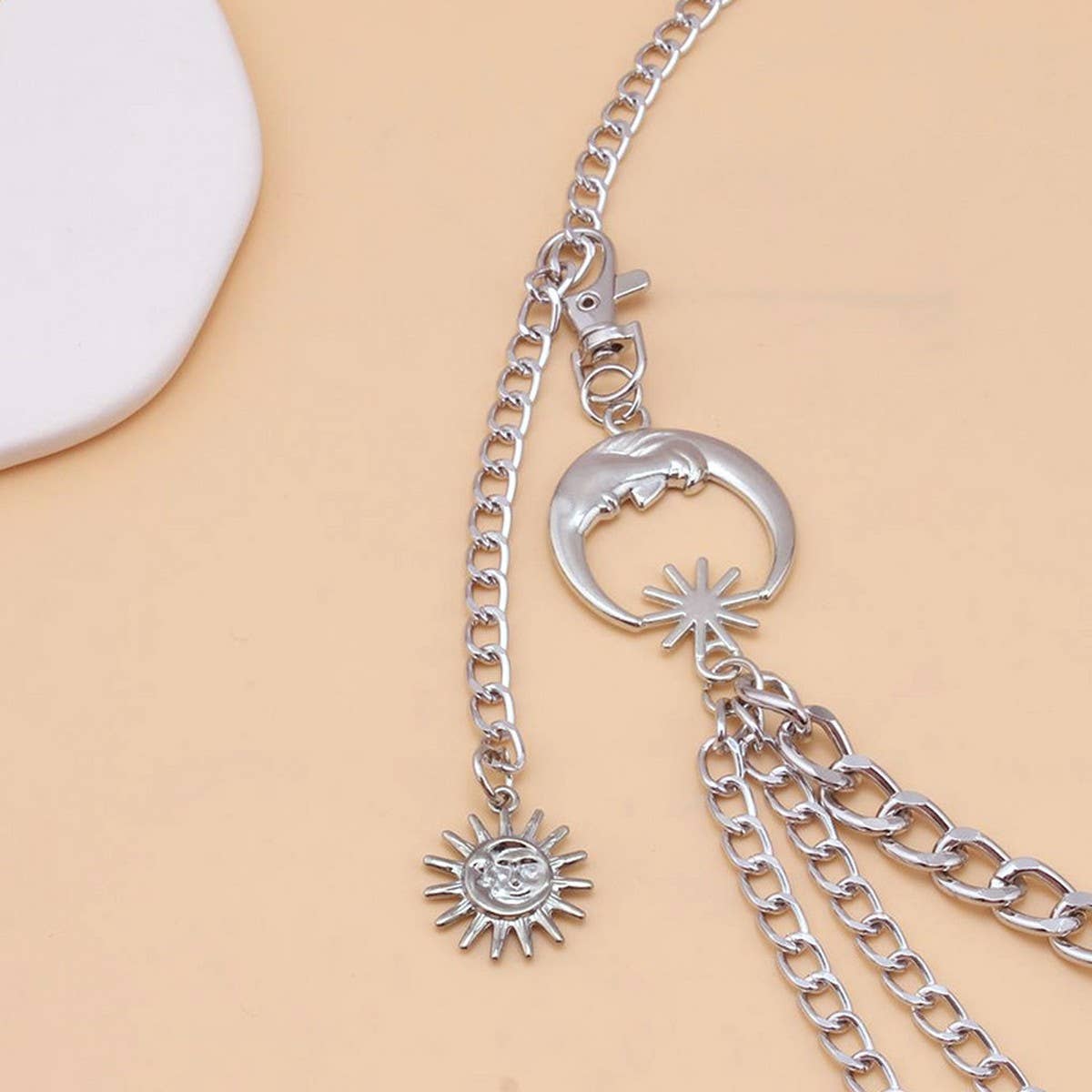 HIP HOP PUNK STYLE MOON MULTI LAYER BODY CHAIN