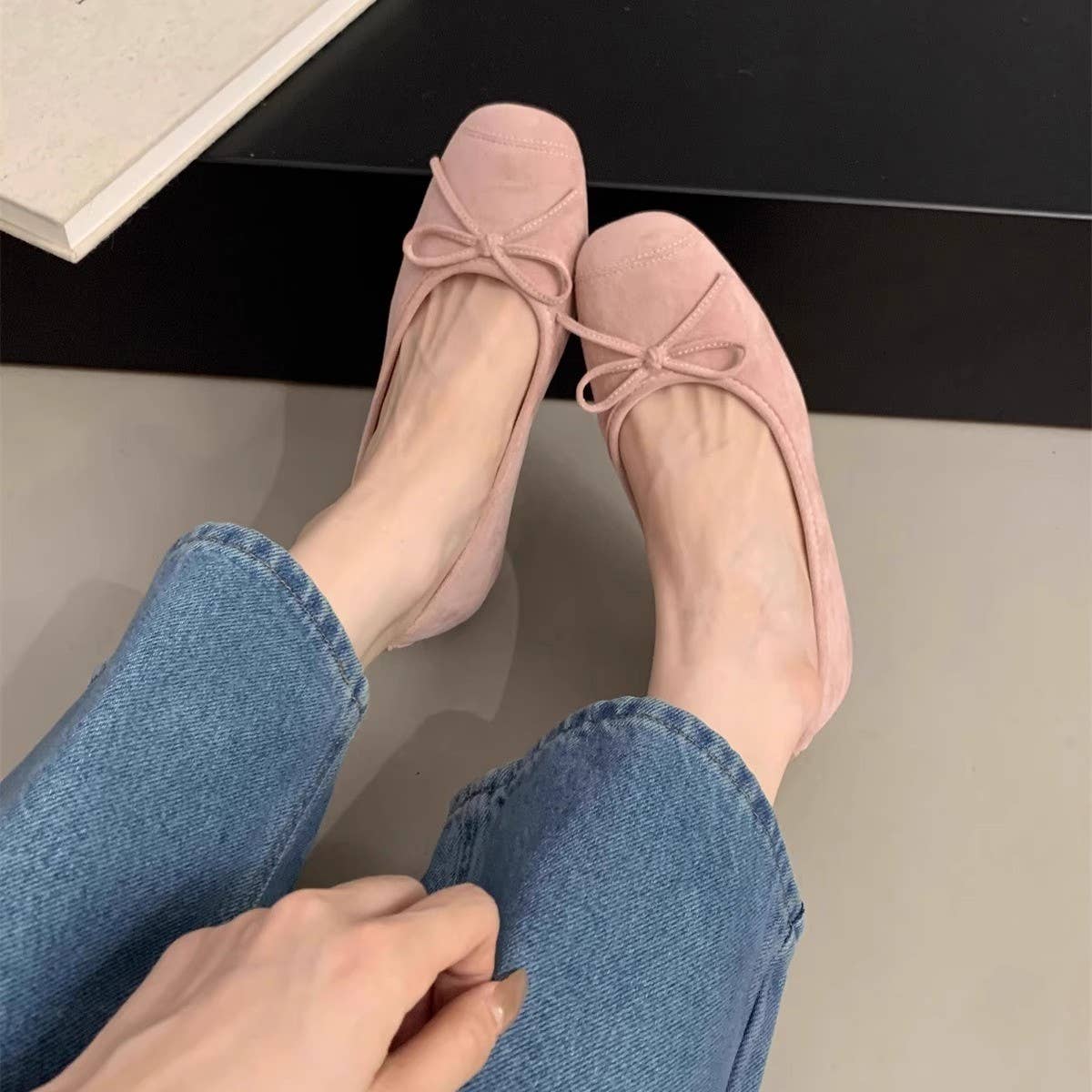 Red Wedge Ballet Flats for Women Fairy Style_CWSHF0090