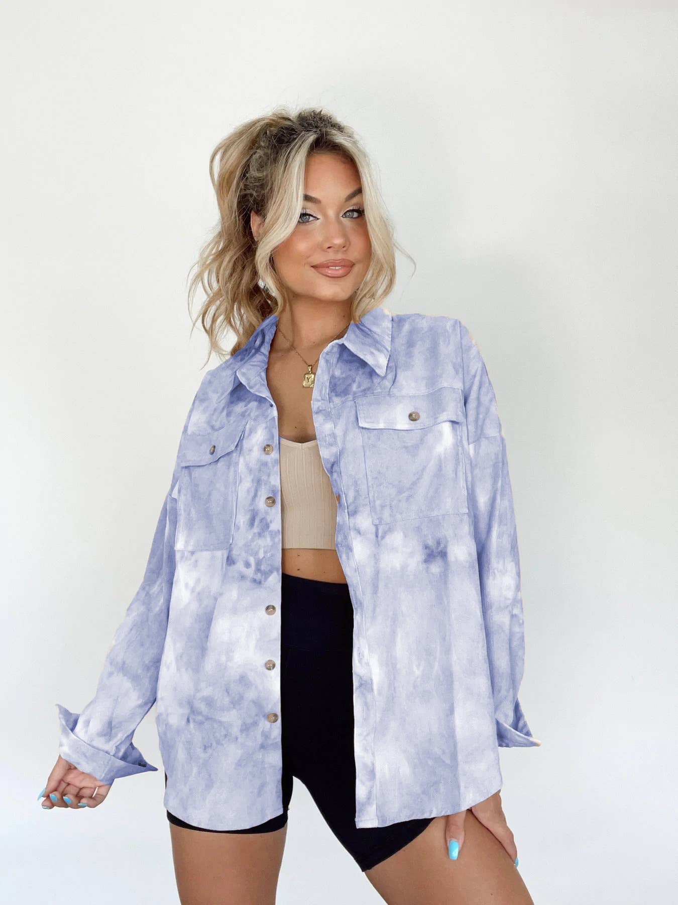 CASUAL LONG-SLEEVED TIE-DYE SHIRT JACKET