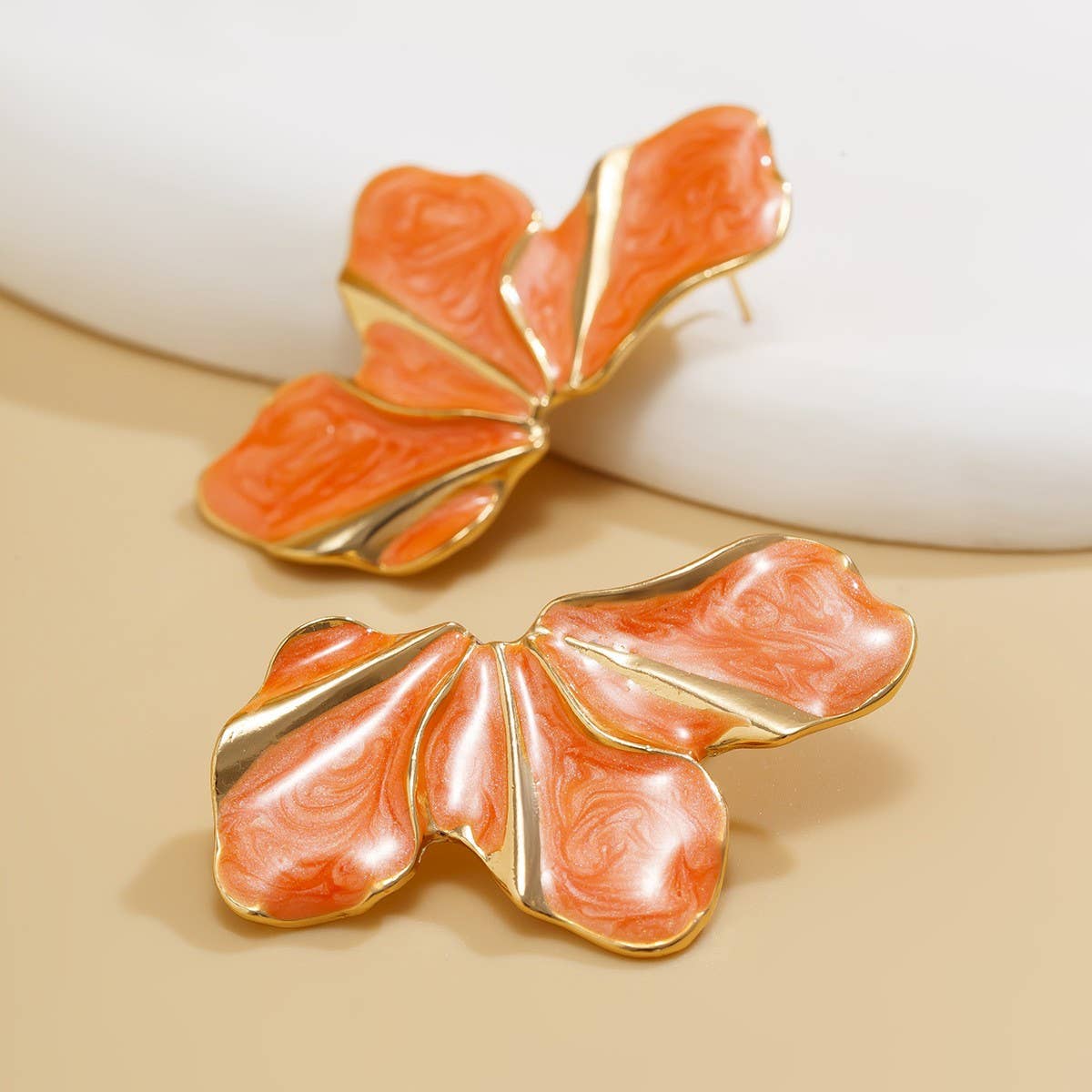 SWEET GRADIENT OIL DROP FLOWER ALLOY EARRINGS