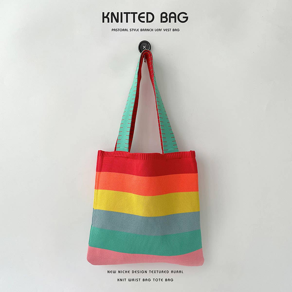 WOMEN FASHION STRIPED KNITTED SHOULDER HANDBAG_CWAB1516