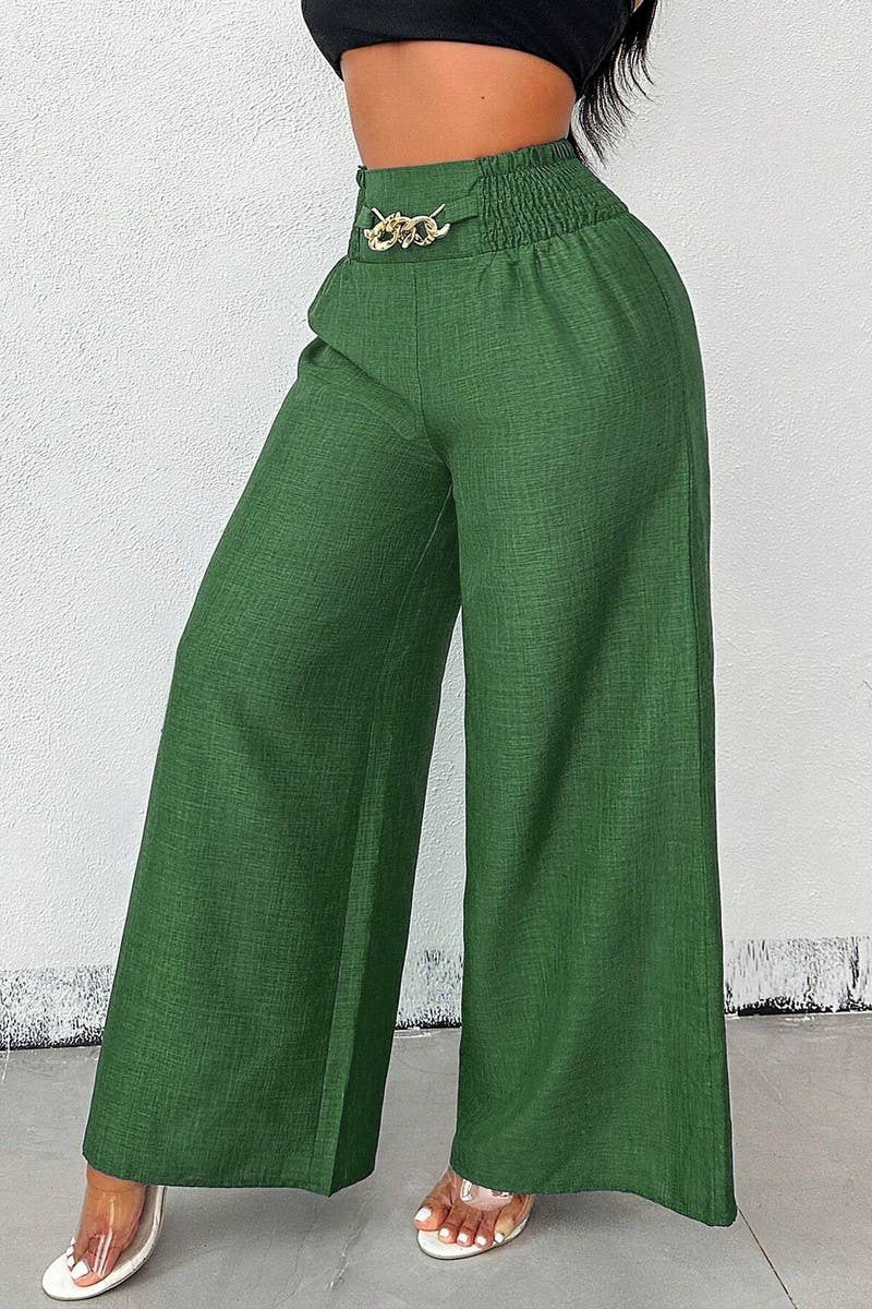 CWBLP1887_VINTAGE HIGH WAIST ELASTICATED WIDE LEG TROUSERS