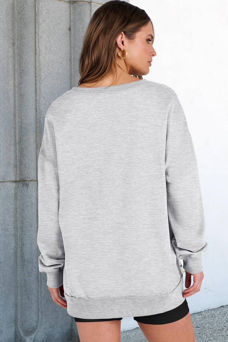 CWTBLL00830_COLORFUL STRIPE V NECK LOOSE SWEATSHIRT