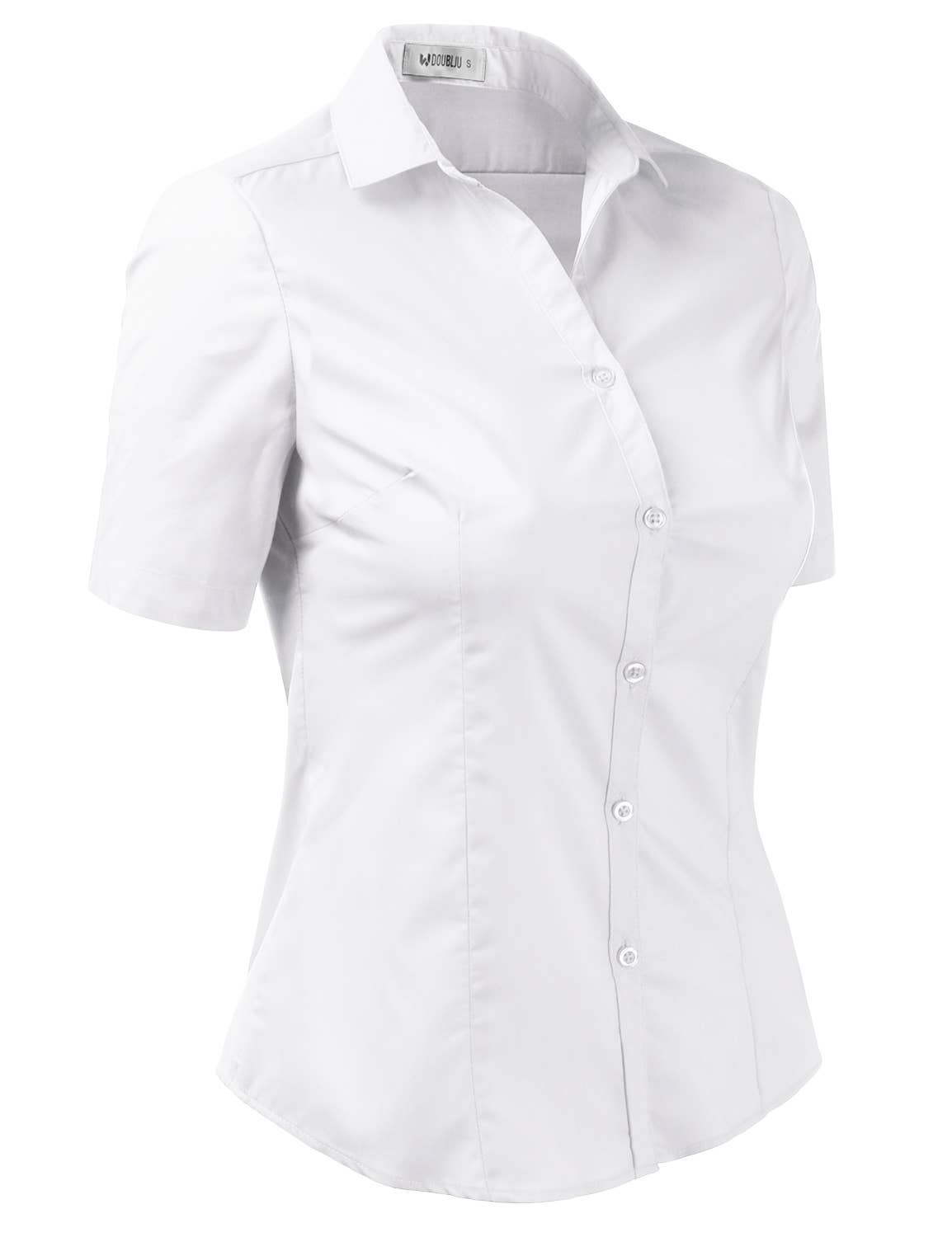 CWTSTS122_Short Sleeve Button Down Collar Shirt Blouse
