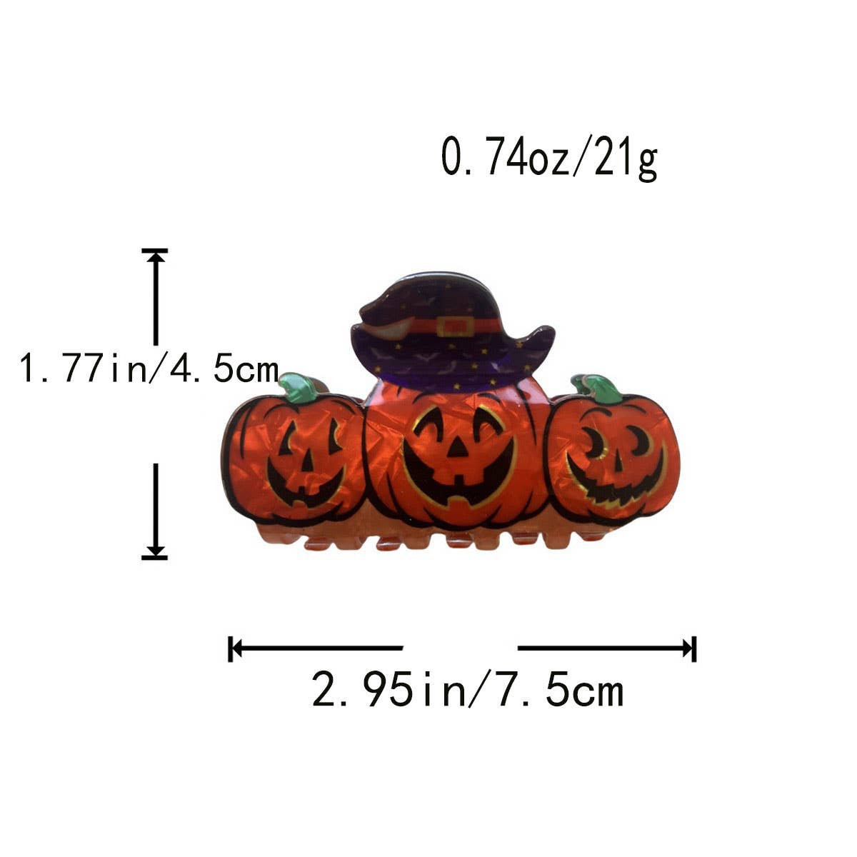 CWAHA07708_HALLOWEEN PUMPKIN GHOST CLAW HAIR CLIP
