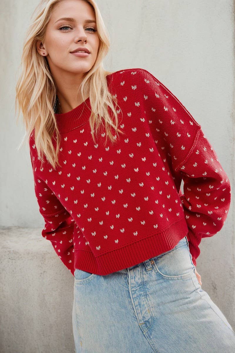 CWOSWL6833_FASHION SHORT LOOSE HEART PULLOVER SWEATER