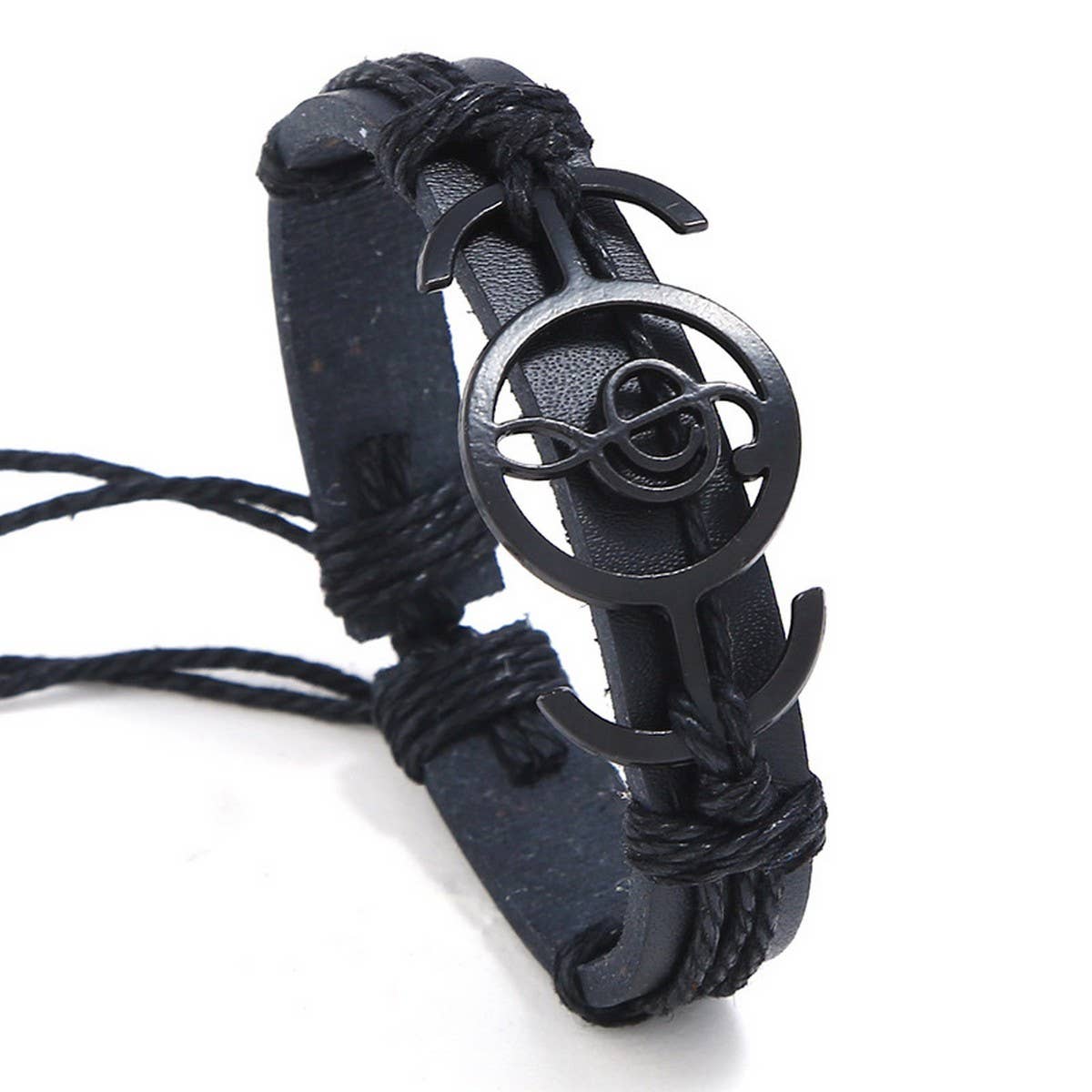 NEW MUSICAL NOTE BRAIDED LEATHER BRACELET