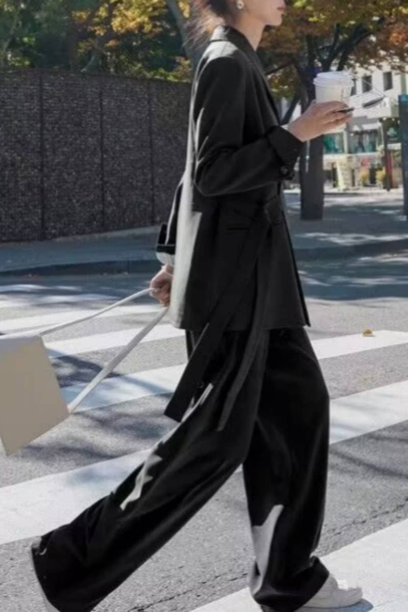 CWSS1047_FASHION DESIGN SENSE LACE-UP PANTSUIT