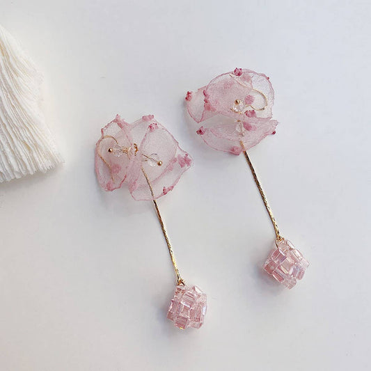 SMALL FRESH CRYSTAL PENDANT TASSEL EARRINGS_CWAJE2176