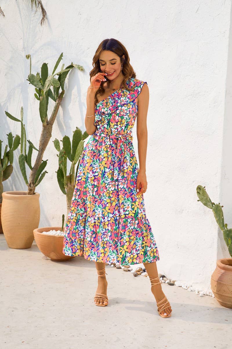 CWDMD2142_PRINTED DRESS WITH STRAPPY SHOULDERS