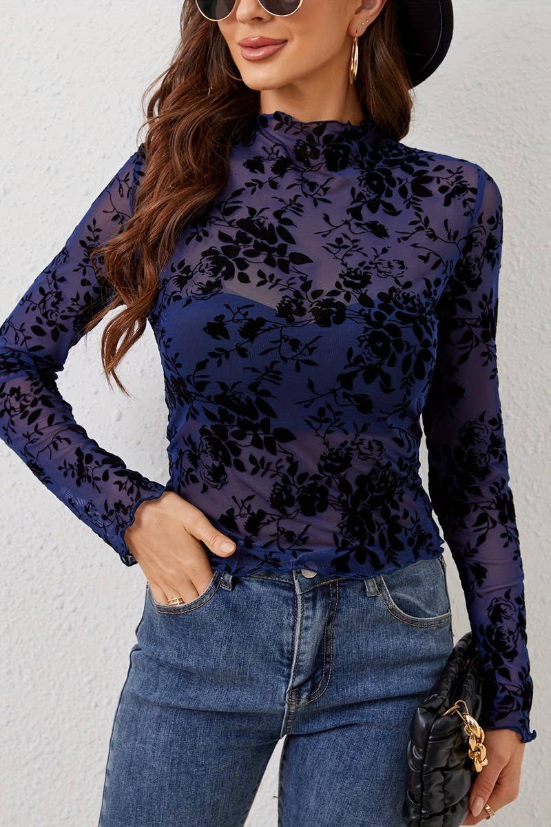 CWTBLL3480_SINGLE LAYER STAND COLLAR MESH BOTTOMING TOP