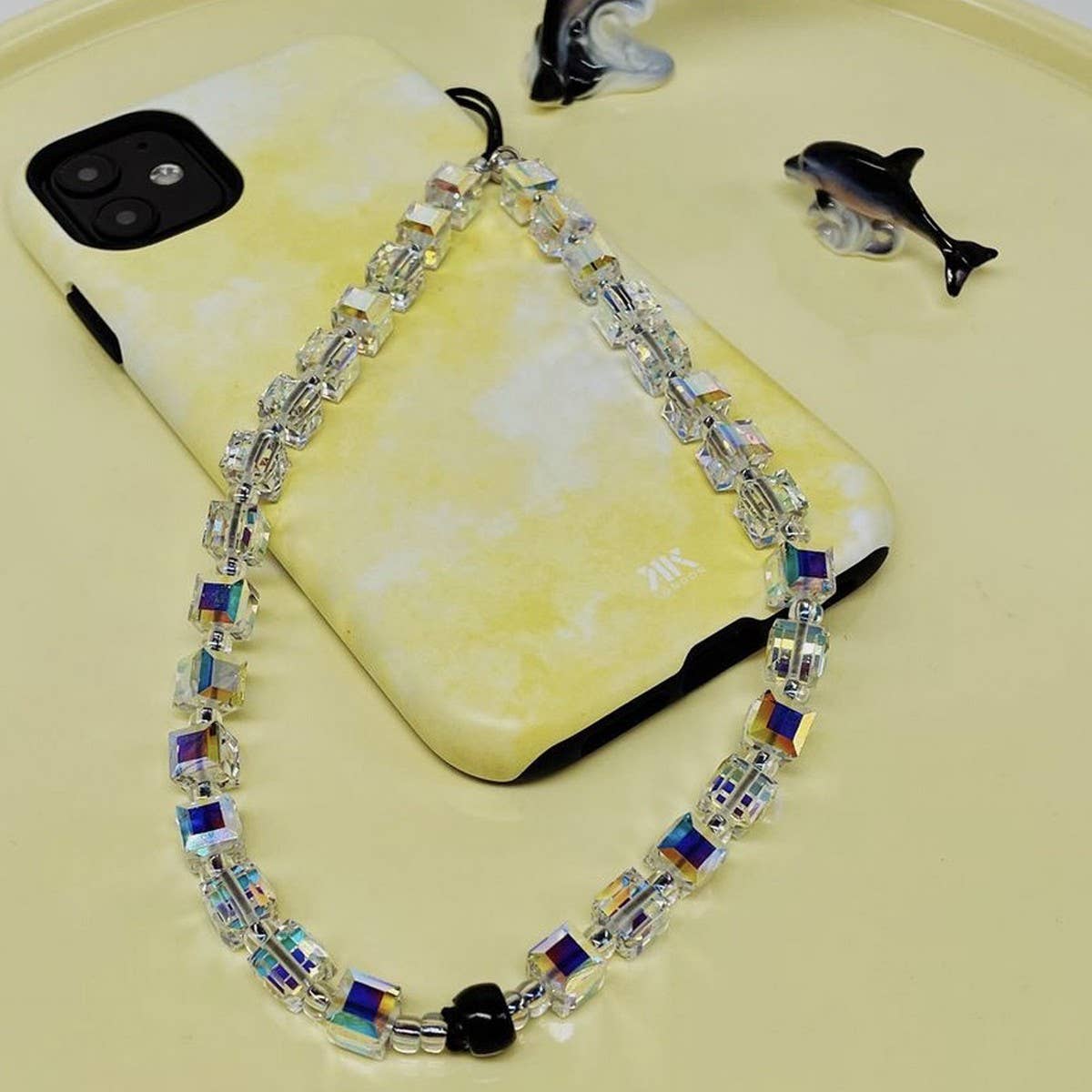 CWMM8715_FASHION GEOMETRIC SQUARE CRYSTAL PHONE STRAP