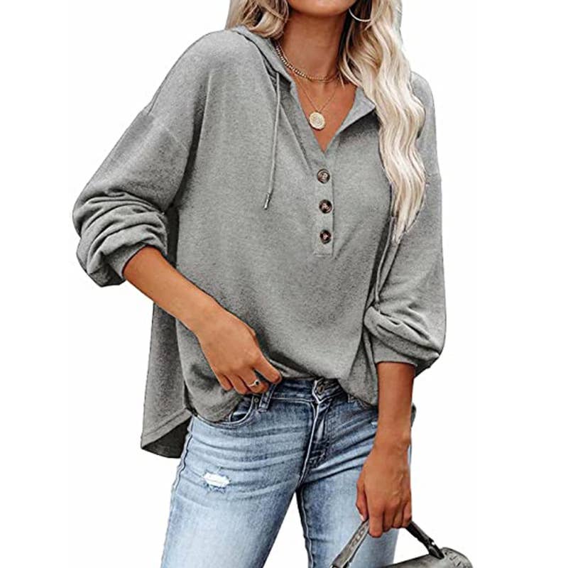 Casual loose solid color hoodie hoodie