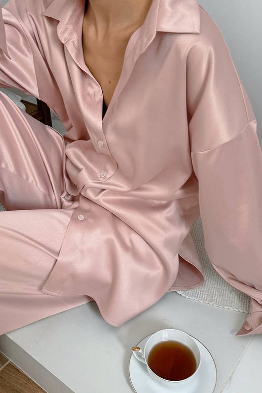 CWSPJ0338_SATIN FAUX SILK LONG SLEEVE PANTS PAJAMA SET