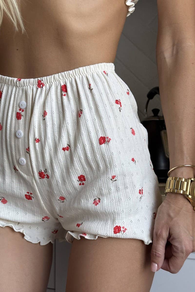 CWSPJ460_KNITTED PRINT SEXY SUSPENDER SHORTS PAJAMA SET