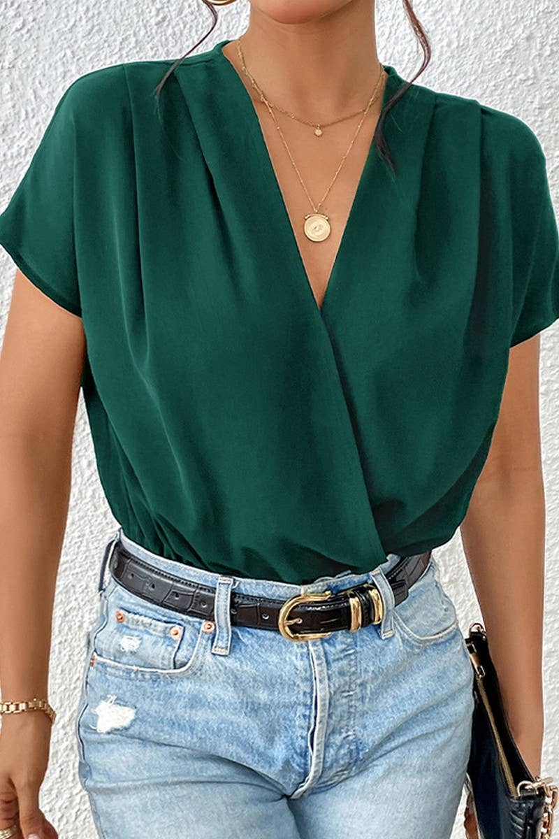 CWSBS0109_Deep V Neck Short Sleeve Bodysuit