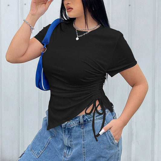 Chic Basic Crew Neck Fitted Top for Women_CWTHT0265