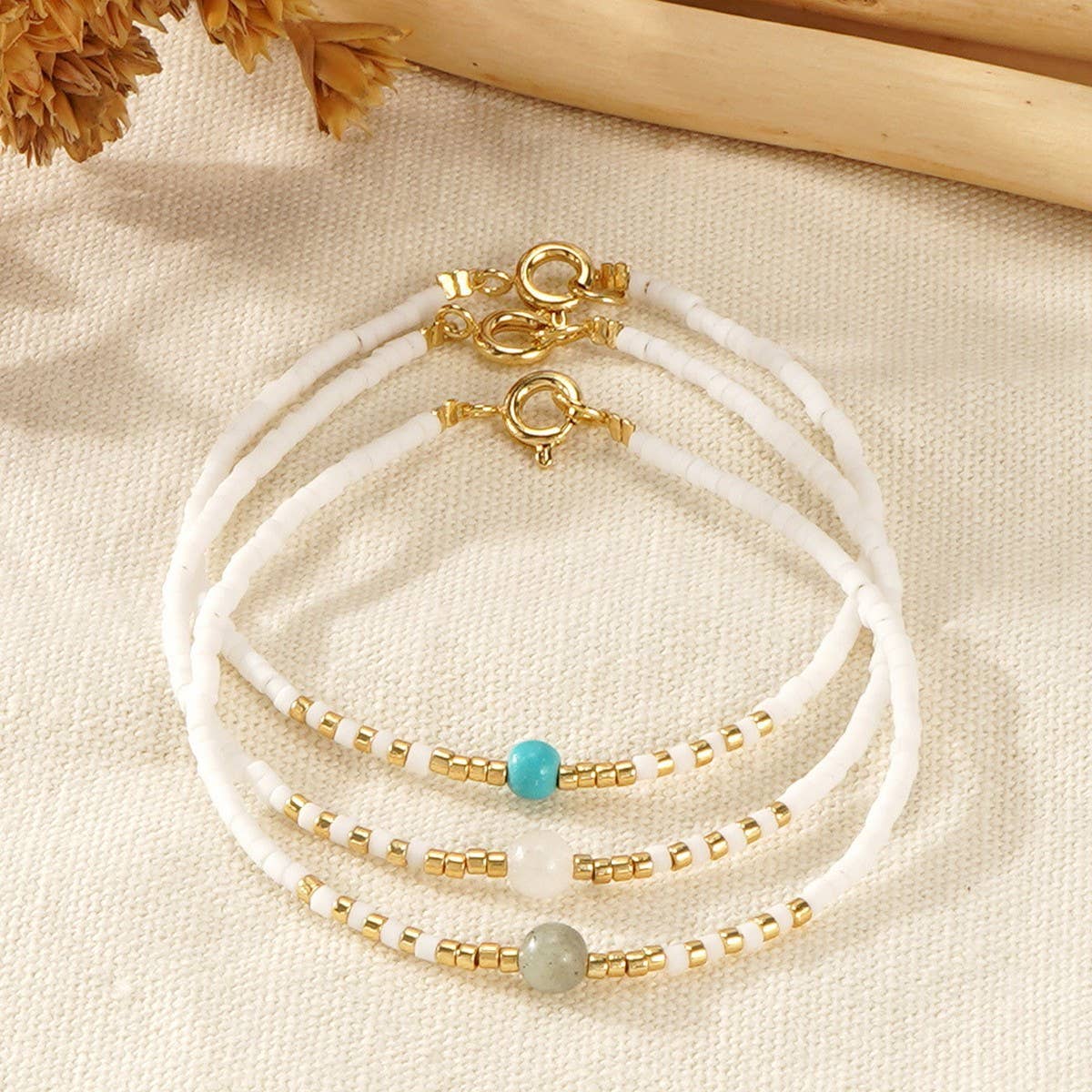 4MM POLISHED SEMI-PRECIOUS STONE BRACELET_CWMM3885