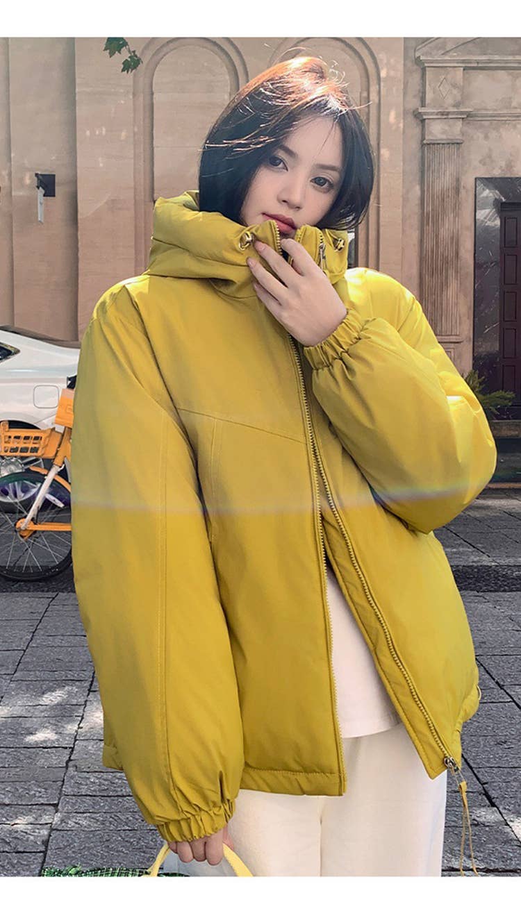 Casual hooded cotton windbreaker jacket