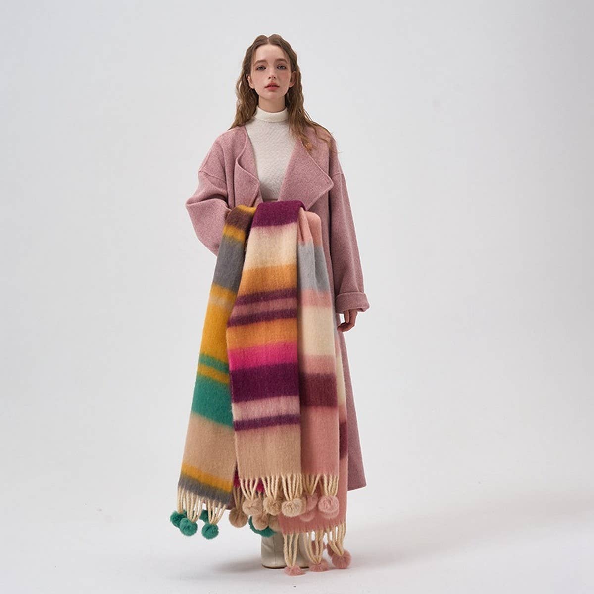 Colorblock Stripe Scarf ? Faux Cashmere Wrap