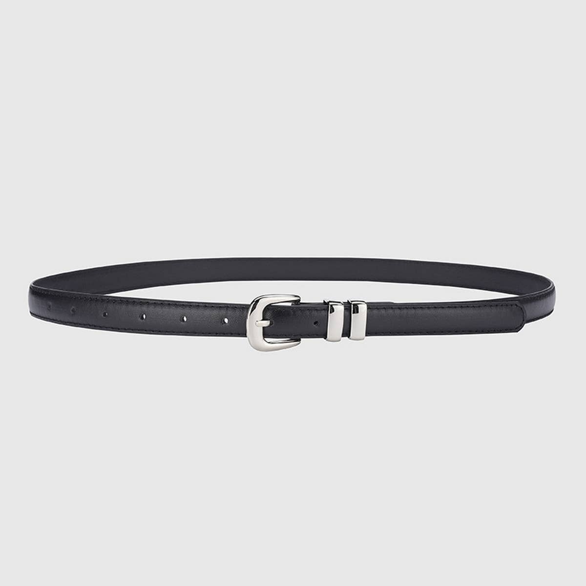 CWABE0877_SIMPLE SILVER BUCKLE DECORATIVE THIN BELT