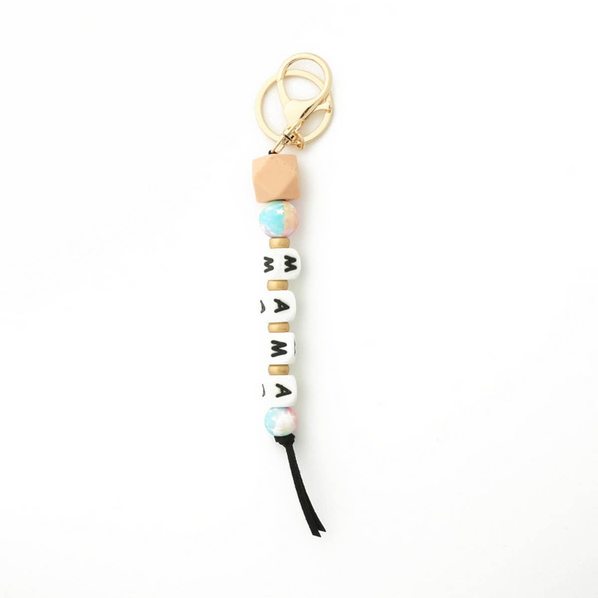 Silicone Bead Keychain with Letter and Wooden Disc_CWAB5106