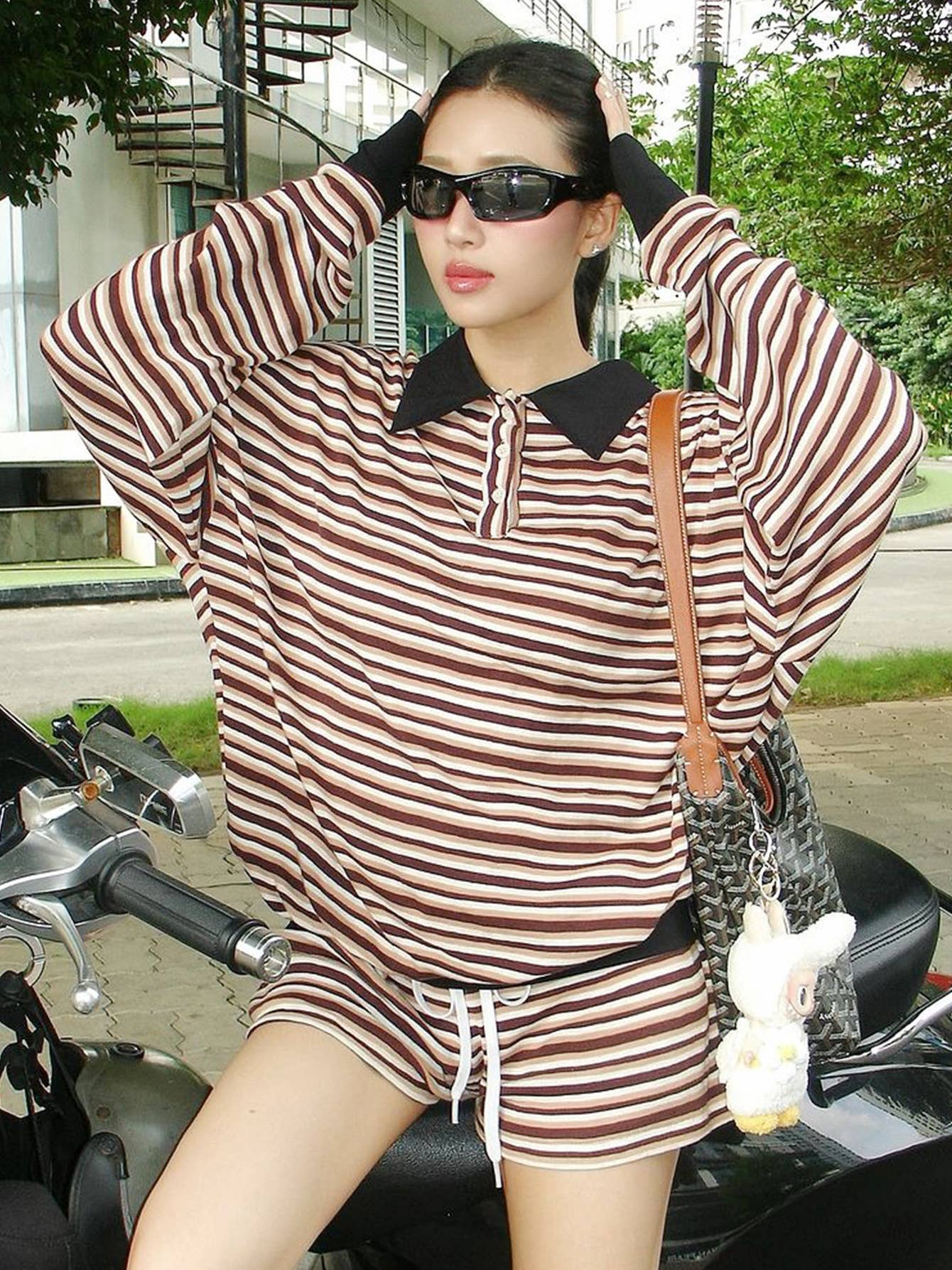 CASUAL SLIMMING FASHION COLOR STRIPED HOODIE