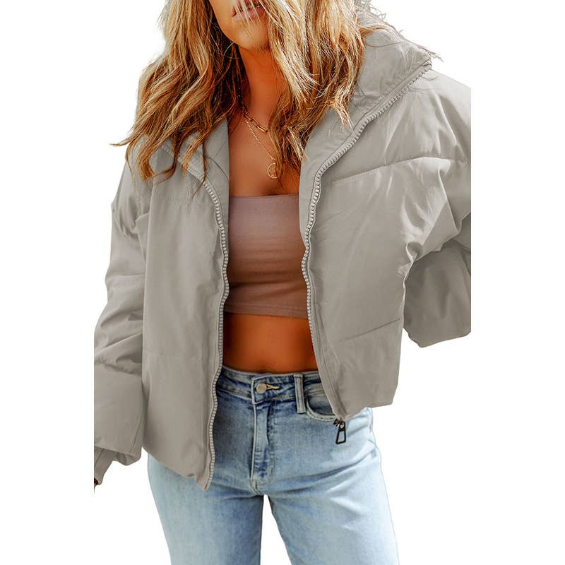 Casual solid color lapel warm women's bread coat