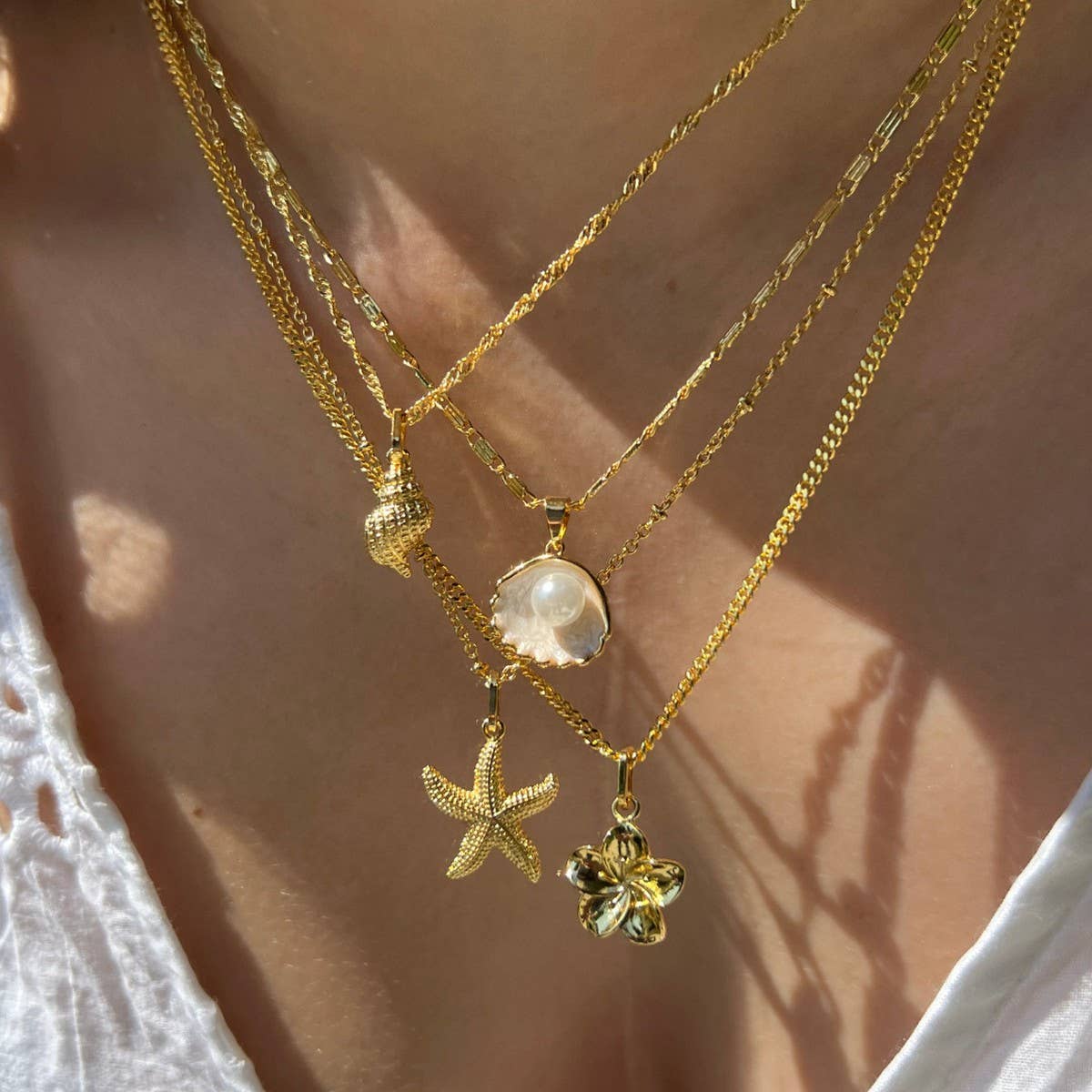 FASHION RETRO SEASIDE PEARL SHELL NECKLACE_CWMM3890