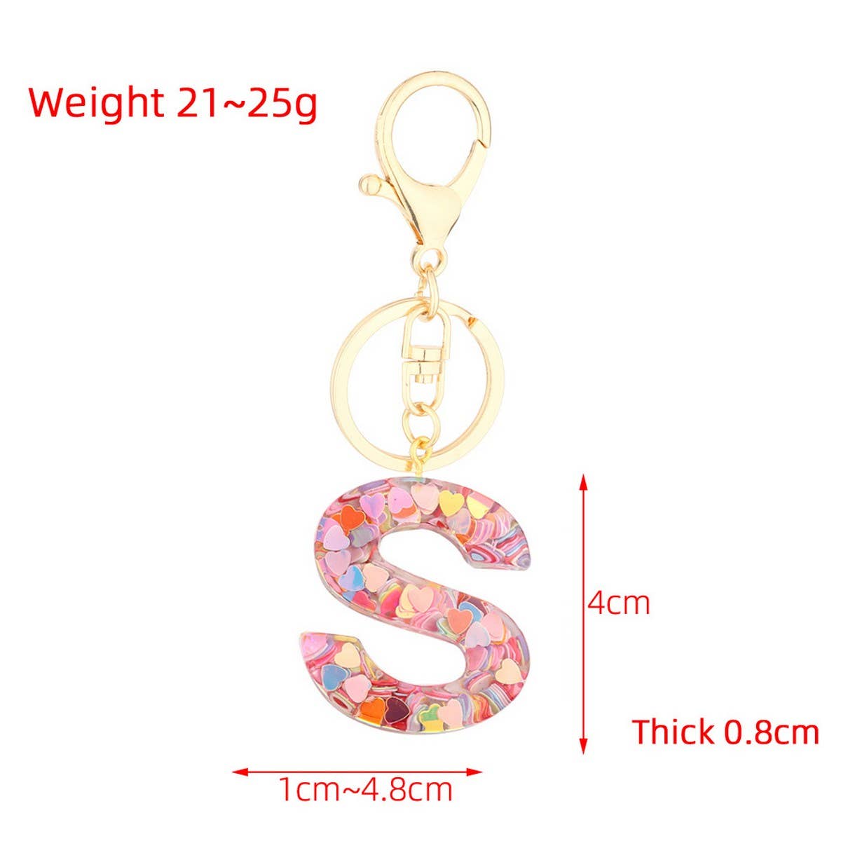 CRYSTAL LETTER SEQUIN RESIN KEYCHAIN
