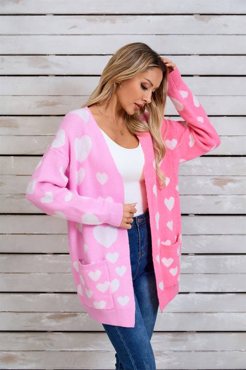 CWOCAL1800_VALENTINE'S DAY LONG HEART CARDIGAN SWEATER