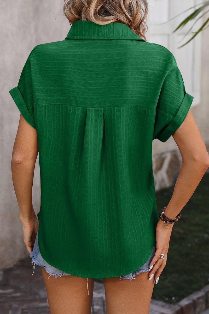 CWTSTS0325_Open Front Short Sleeved Shirt Top