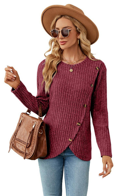 CWTBLL1114_LONG SLEEVE ROUND NECK TULIP HEM BOTTOMING SHIRT