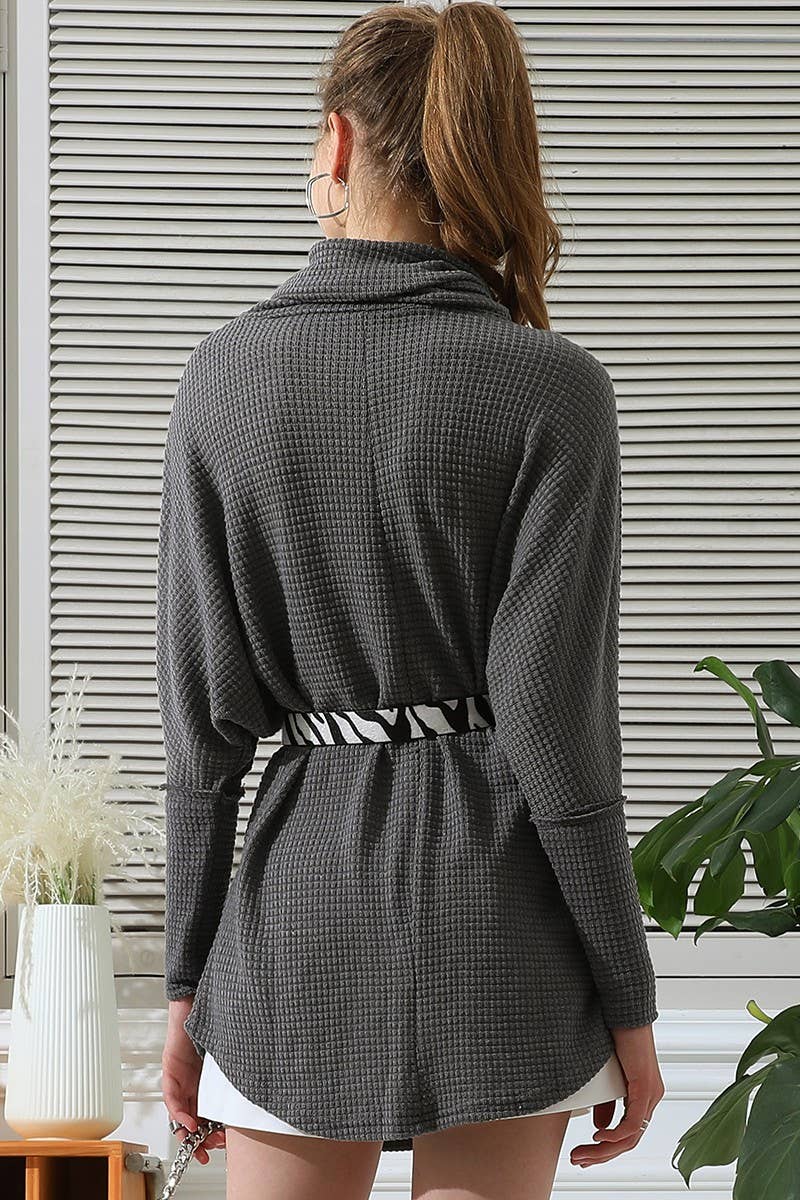 CWDSD10413_Cowl Neck A-Line Tunic Kint Top